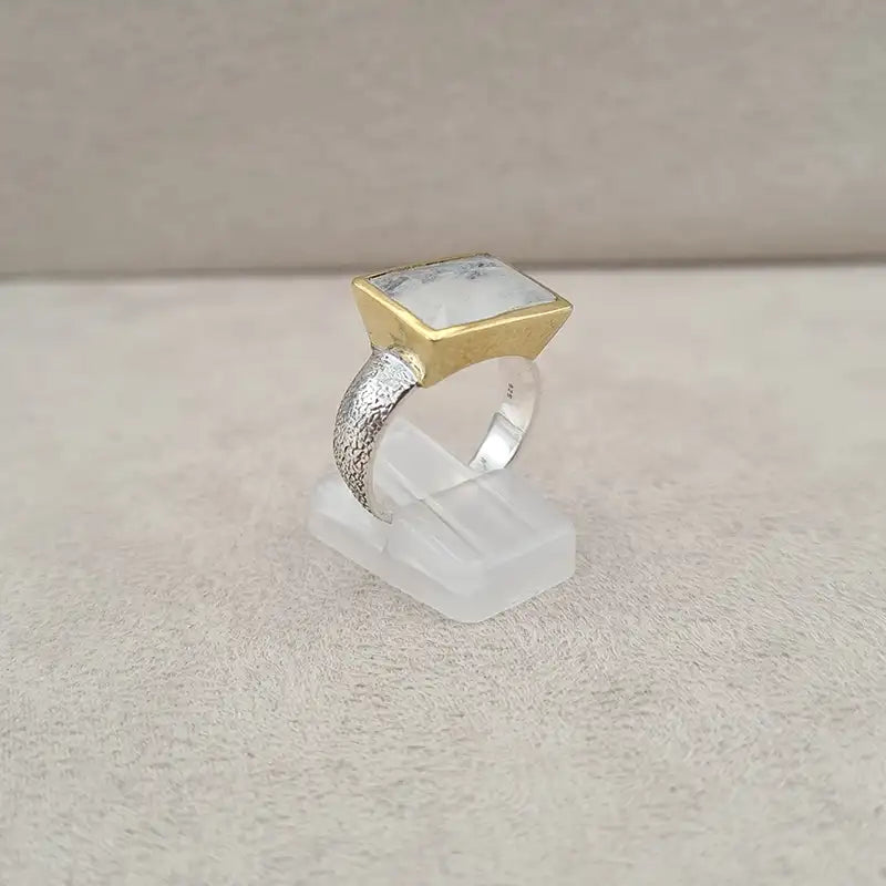 Bague pierre de lune square bronze "RI1192.P"