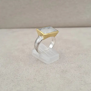 Bague pierre de lune square bronze "RI1192.P"