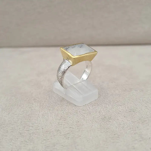 Bague pierre de lune square bronze "RI1192.P"