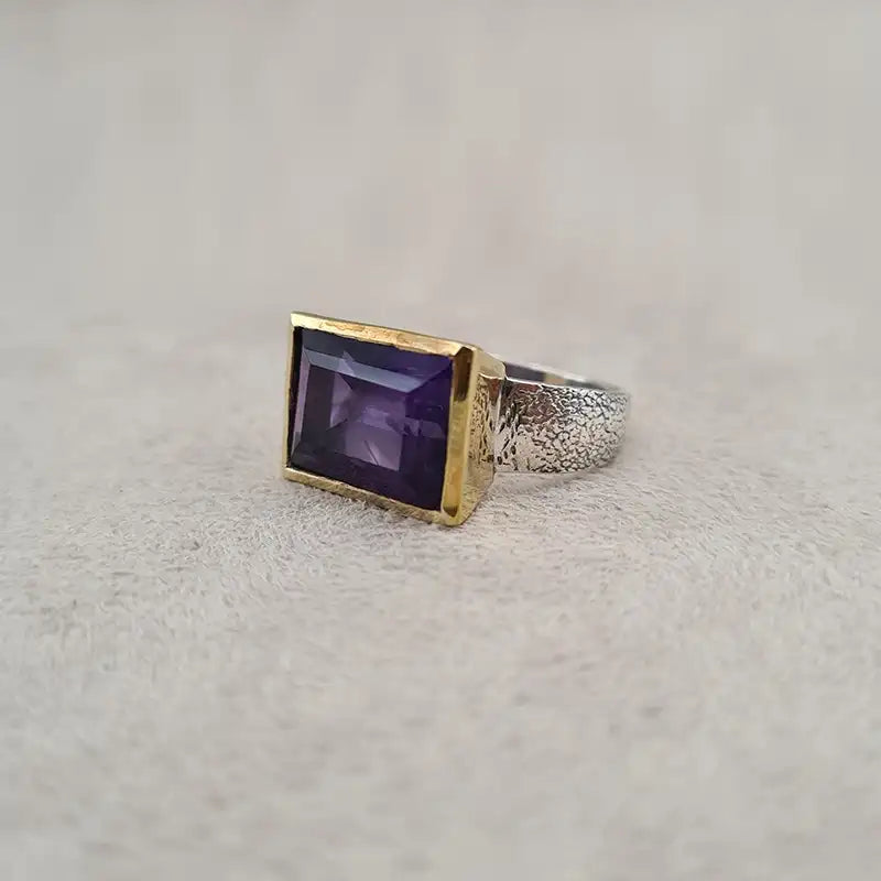Bague amethyste square bronze "RI1192.A"