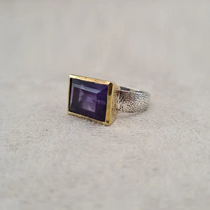 Bague amethyste square bronze "RI1192.A"