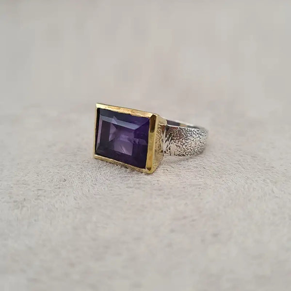 Bague amethyste square bronze "RI1192.A"