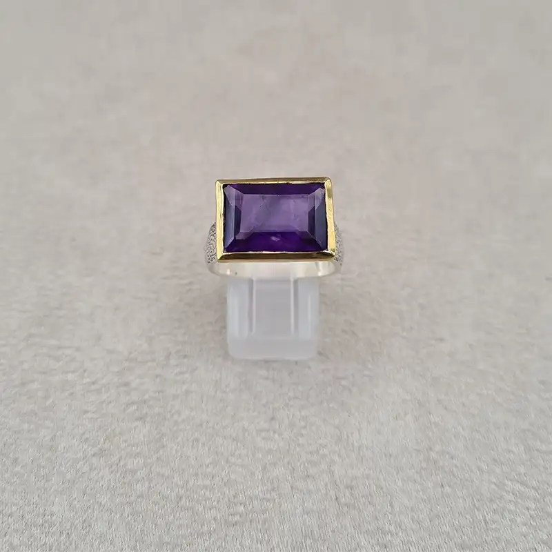 Bague amethyste square bronze "RI1192.A"