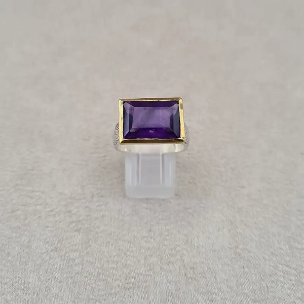 Bague amethyste square bronze "RI1192.A"