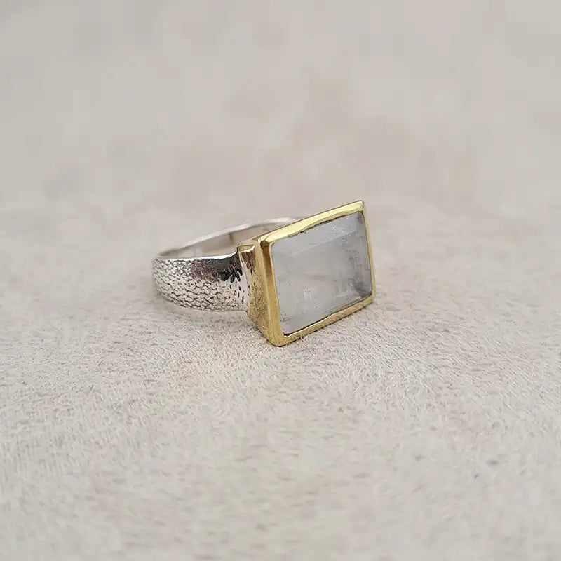 Bague pierre de lune square bronze "RI1192.P"