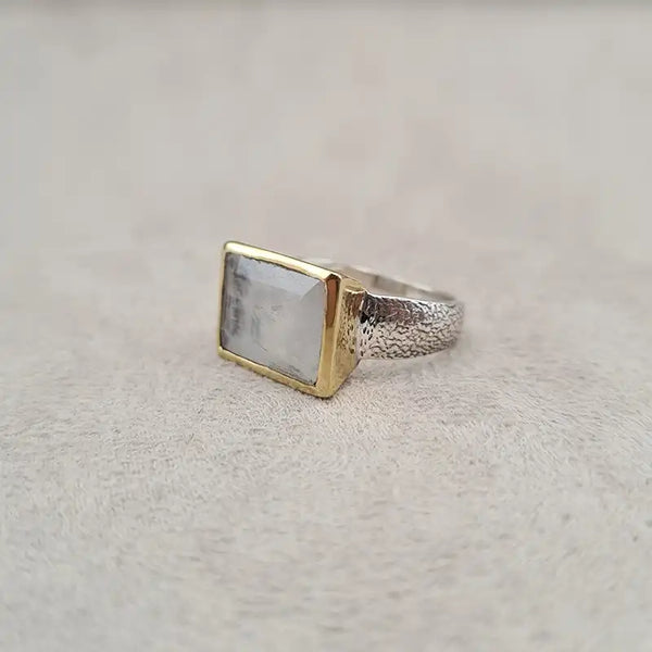 Bague pierre de lune square bronze "RI1192.P"