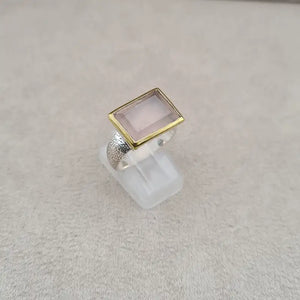 Bague quartz rose square bronze "RI1192.Q"