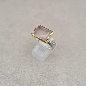 Bague quartz rose square bronze "RI1192.Q"