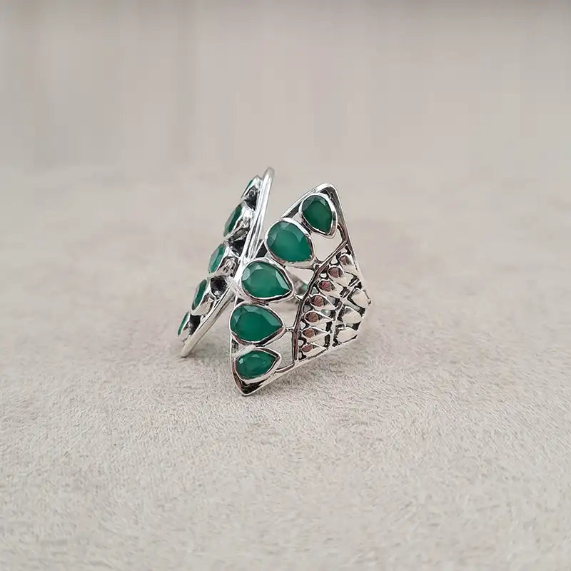 Bague onyx verte papillon "RI1193.O"