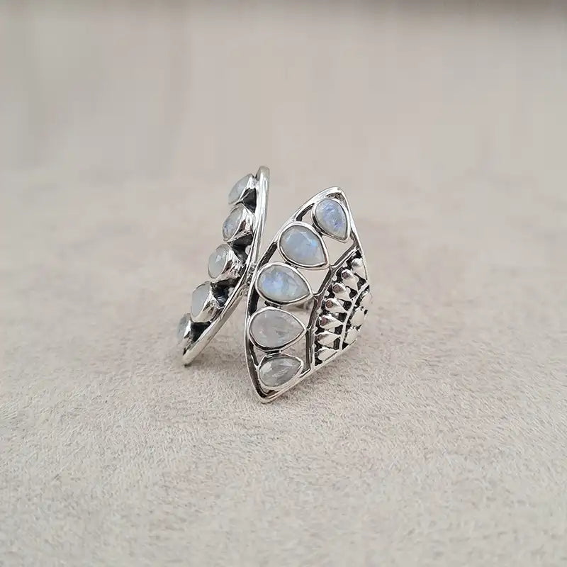 Bague pierre de lune papillon "RI1193.P"