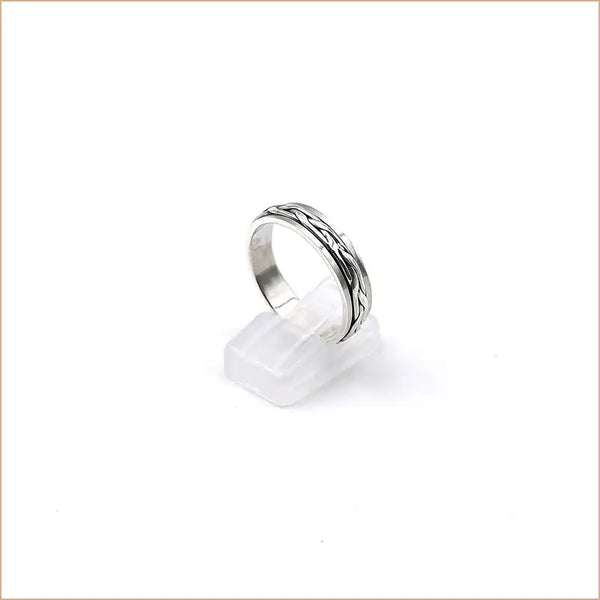 Bague anti-stress fine torsadé en argent 925 "RM1007"