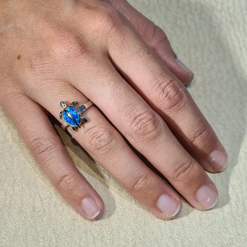 Bague tortue opaline bleue "RO51.B"