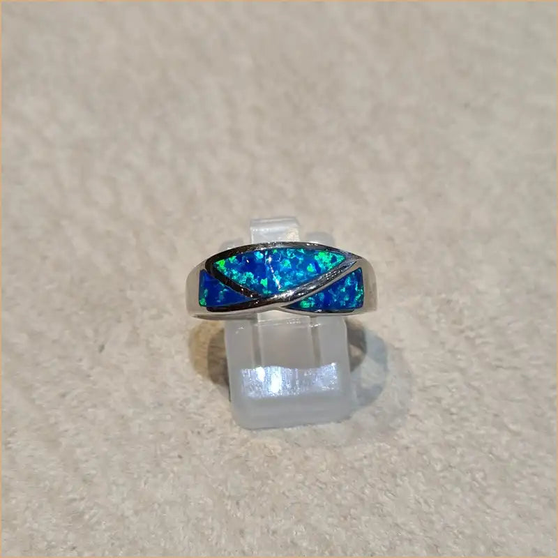 Bague opaline bleue "RO53.B"