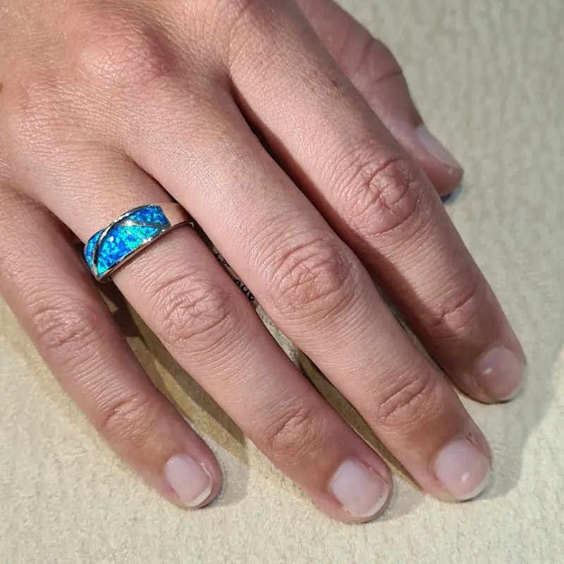 Bague opaline bleue "RO53.B"