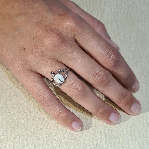 Bague tortue opaline blanche "RO54.W"