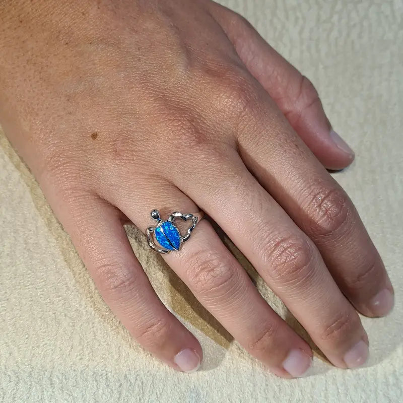 Bague tortue opaline bleue "RO54.B"