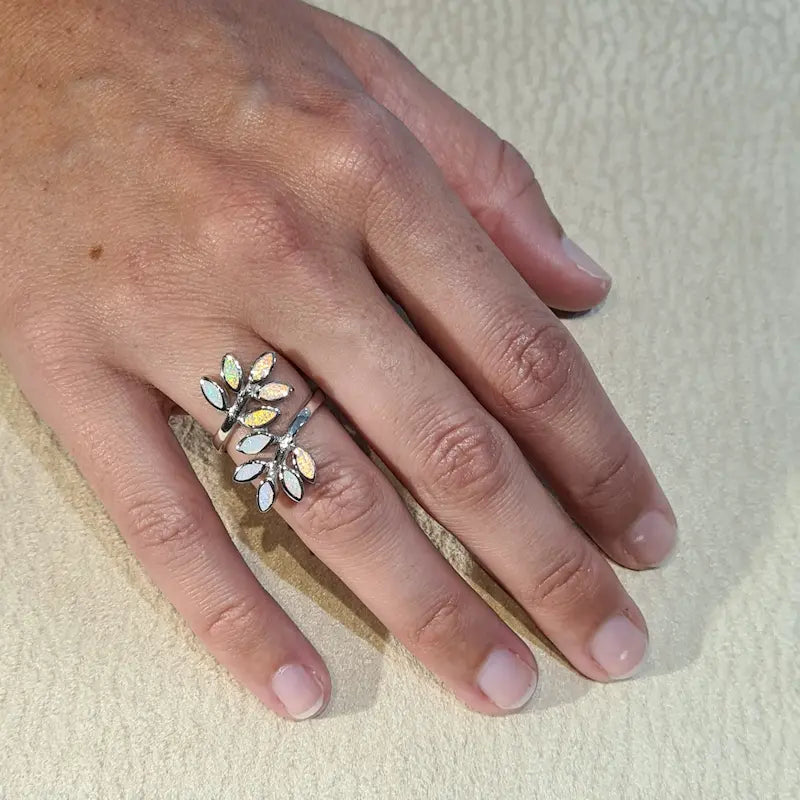 Bague opaline blanche "RO55.W"