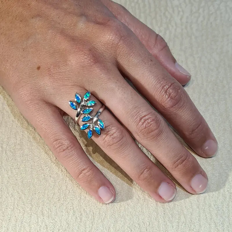 Bague opaline bleue "RO55.B"