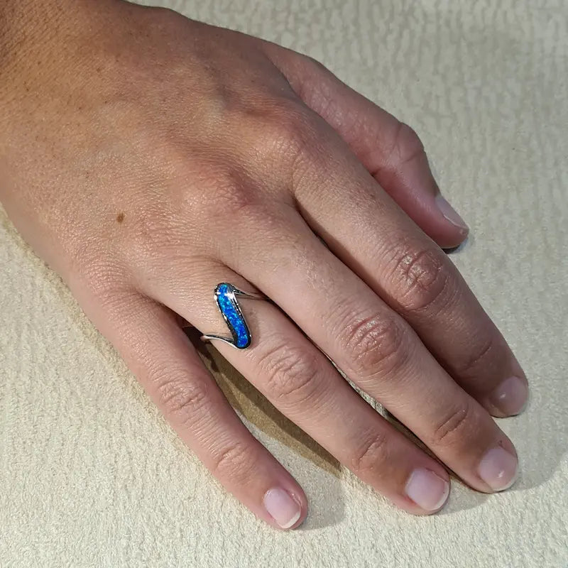 Bague opaline bleue "RO56.B"