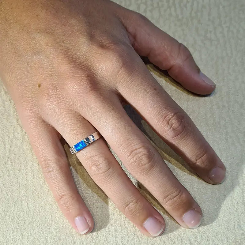 Bague opaline bleue "RO58.B"