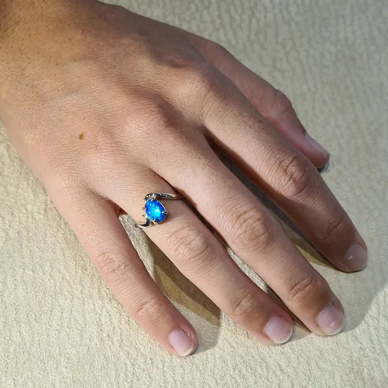 Bague opaline bleue "RO59.B"