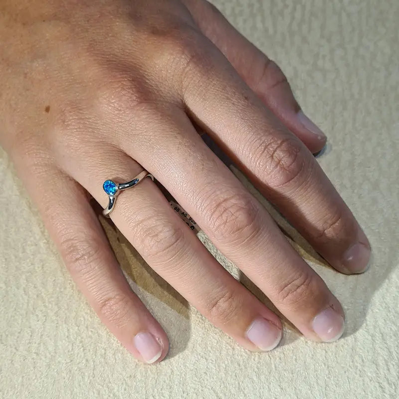 Bague opaline bleue "RO60.B"