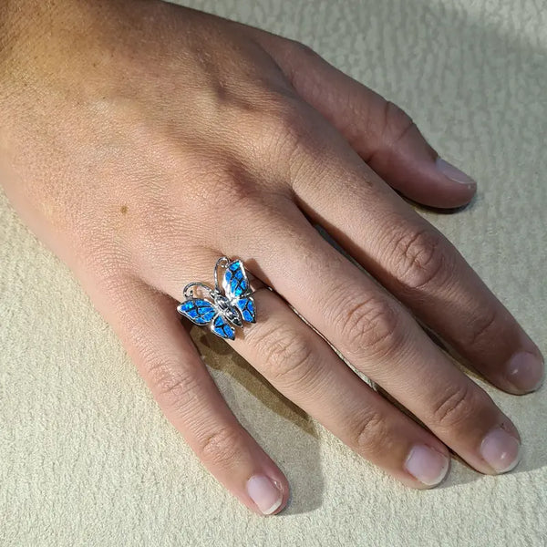 Bague opaline bleue "RO63.B"