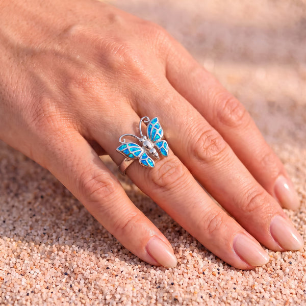 Bague opaline bleue "RO63.B"