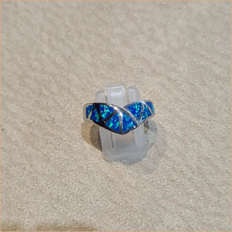 Bague opaline bleue "RO65.B"