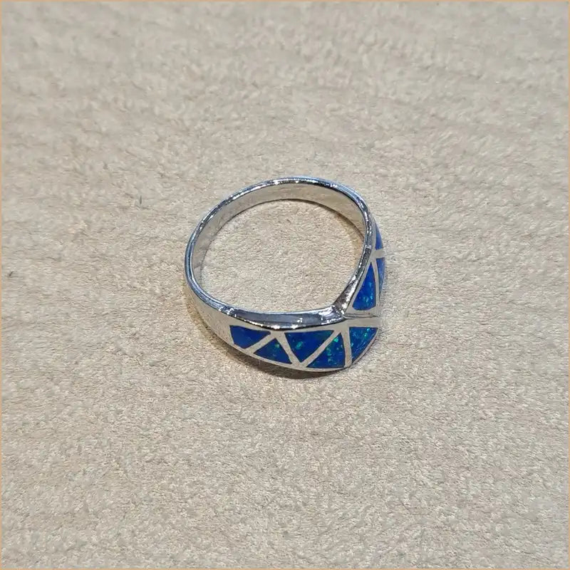 Bague opaline bleue "RO65.B"