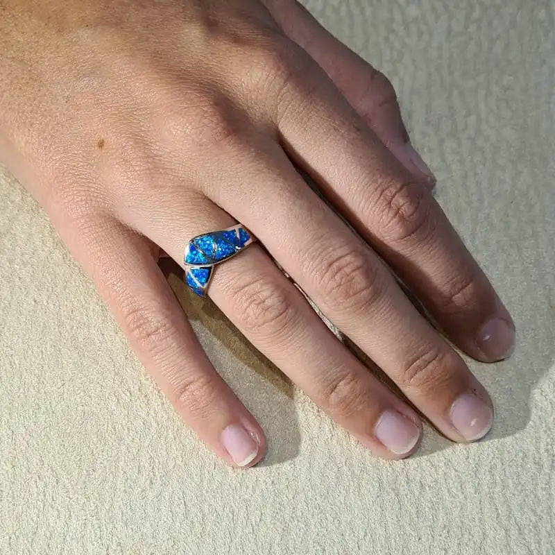 Bague opaline bleue "RO65.B"