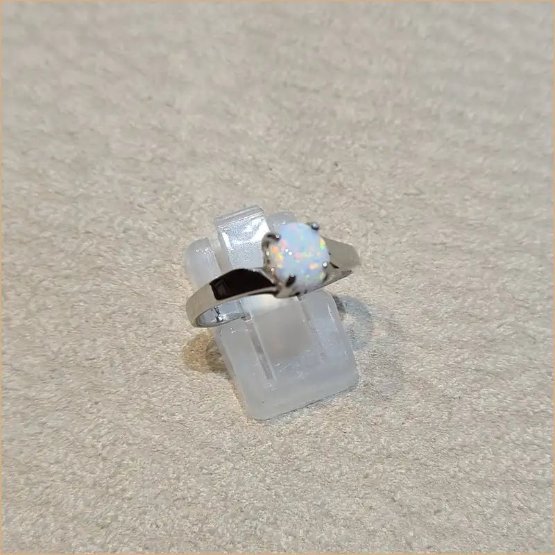 Bague opaline blanche "RO67.W"