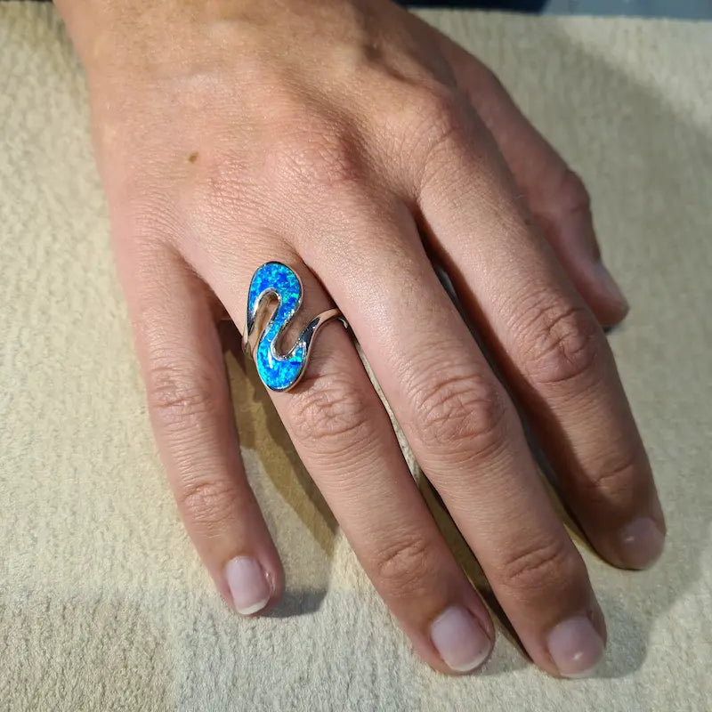 Bague opaline bleue "RO69.B"