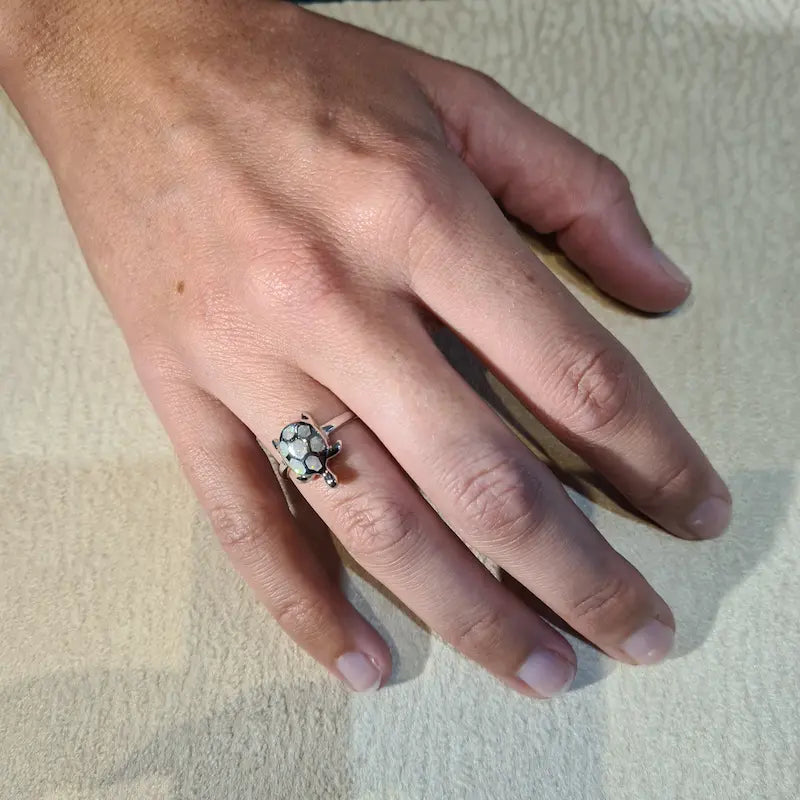 Bague tortue opaline blanche "RO70.W"
