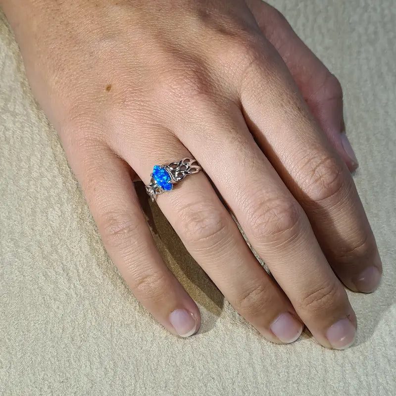 Bague opaline bleue "RO71.B"