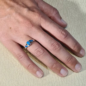 Bague opaline bleue "RO72.B"