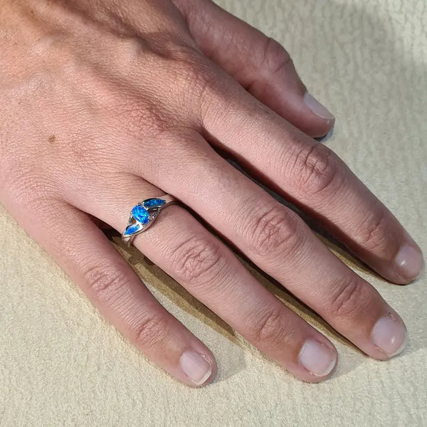 Bague opaline bleue "RO72.B"