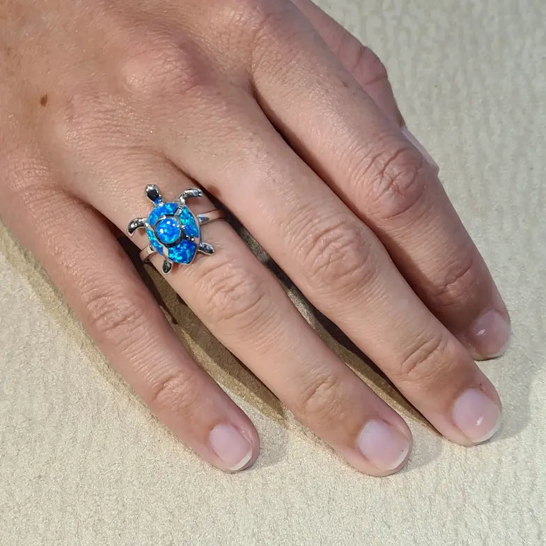 Bague tortue opaline bleue "RO73.B"
