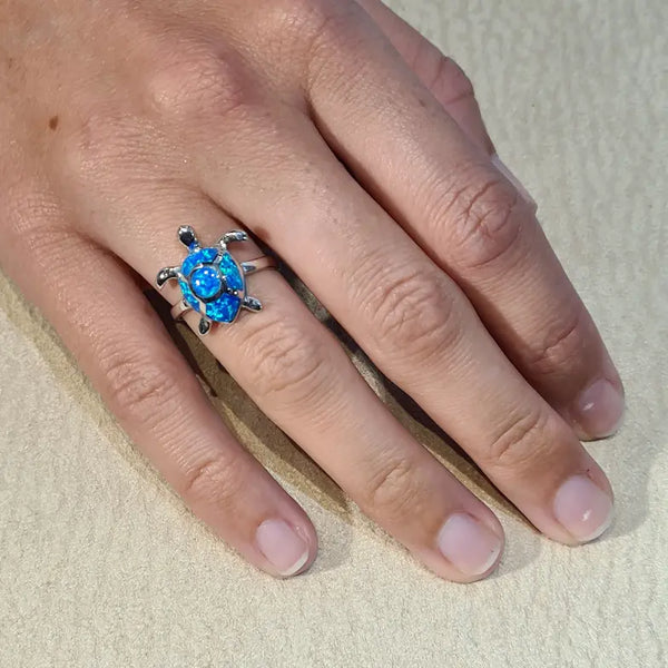 Bague tortue opaline bleue "RO73.B"