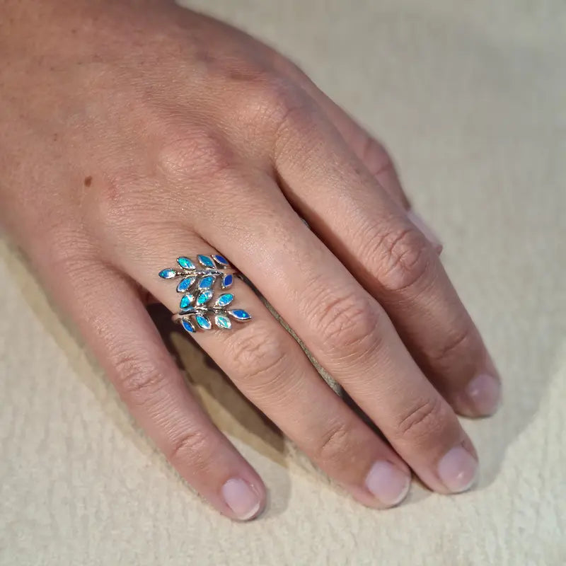 Bague opaline bleue "RO76.B"