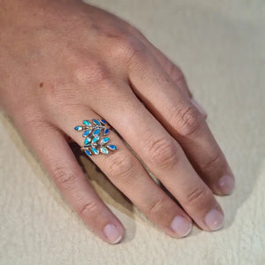 Bague opaline bleue "RO76.B"