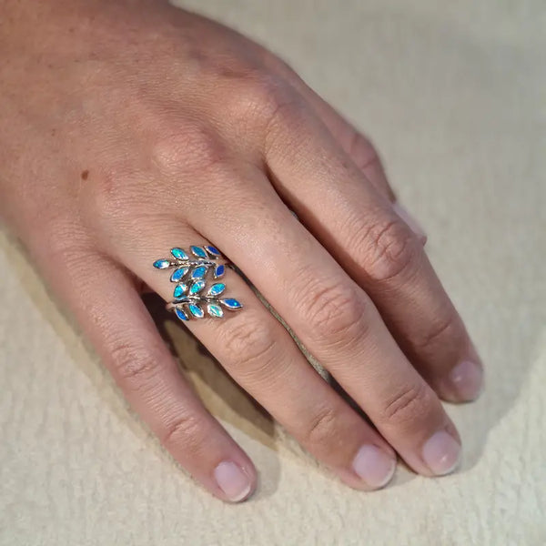 Bague opaline bleue "RO76.B"
