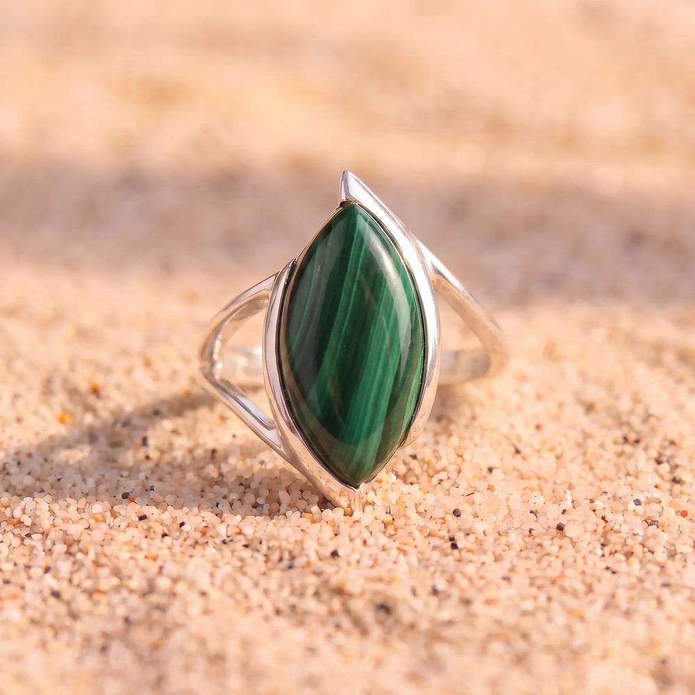 Bague malachite marquise