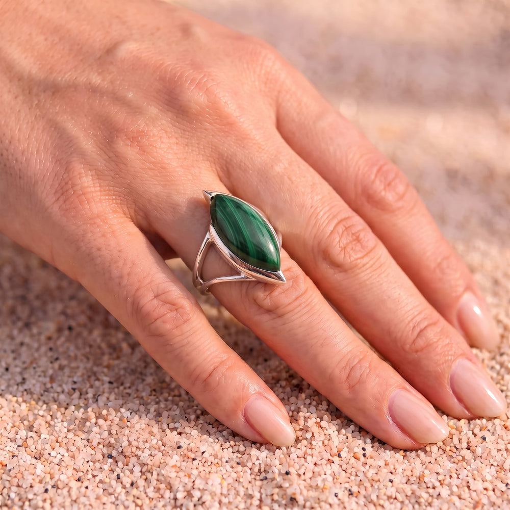 Bague malachite marquise