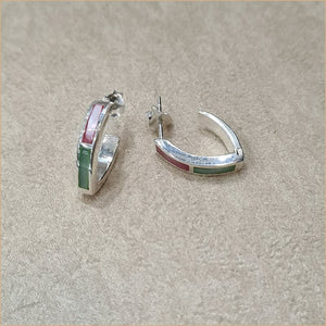 Boucles d’oreilles demi créoles en nacre multicolore “EN1130.M”