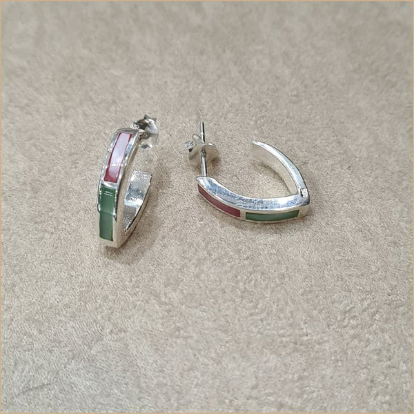 Boucles d’oreilles demi créoles en nacre multicolore “EN1130.M”