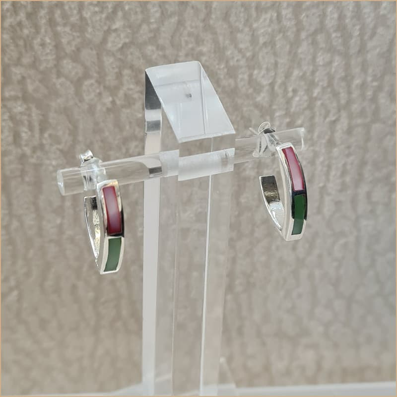 Boucles d’oreilles demi créoles en nacre multicolore “EN1130.M”