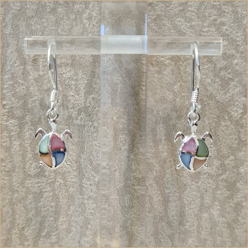 Boucles d’oreilles tortue en nacre multicolore “EN1135.M”