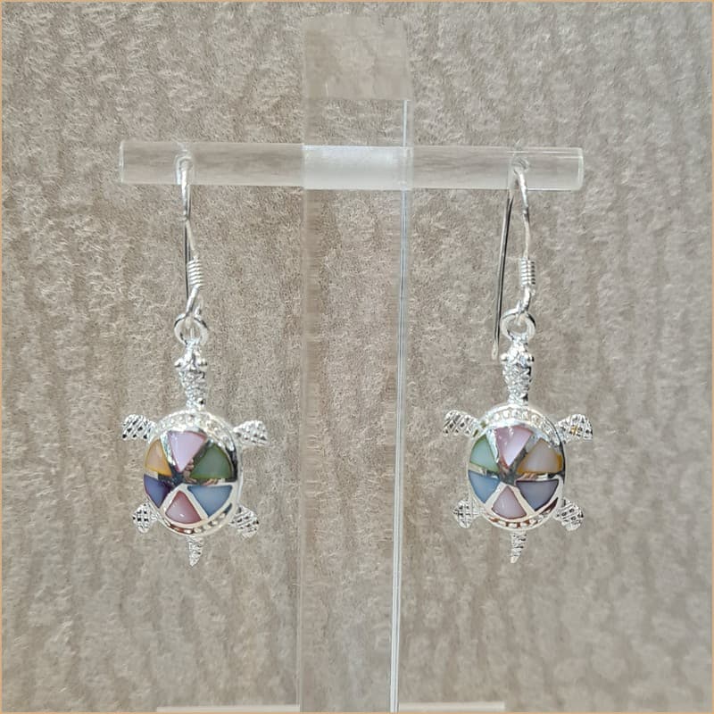 Boucles d’oreilles tortue en nacre multicolore “EN1136.M”