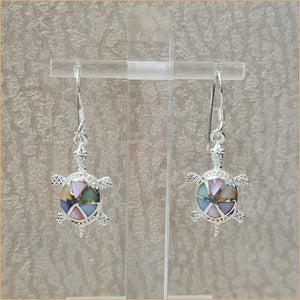 Boucles d’oreilles tortue en nacre multicolore “EN1136.M”
